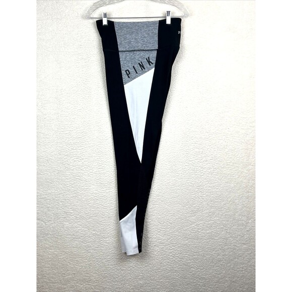 PINK Victoria's Secret Women Activewear Pants Medium Black Yoga Joggers Logo - Picture 8 of 10